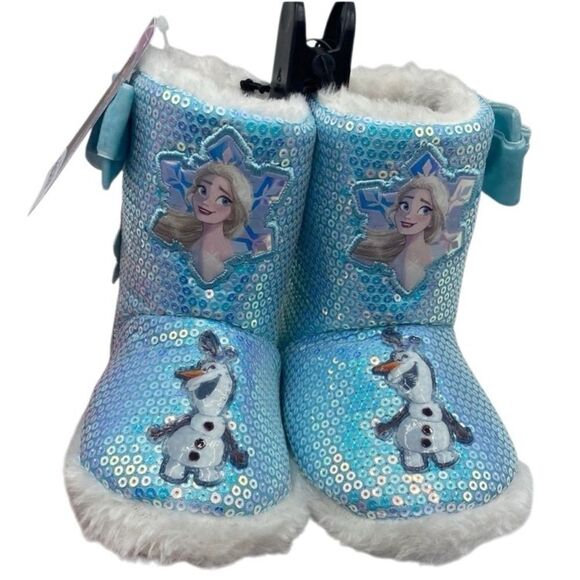 Baby Girls Disney's Frozen Slipper Bootie Faux Fur Shoe Size 5/6 - Picture 1 of 6